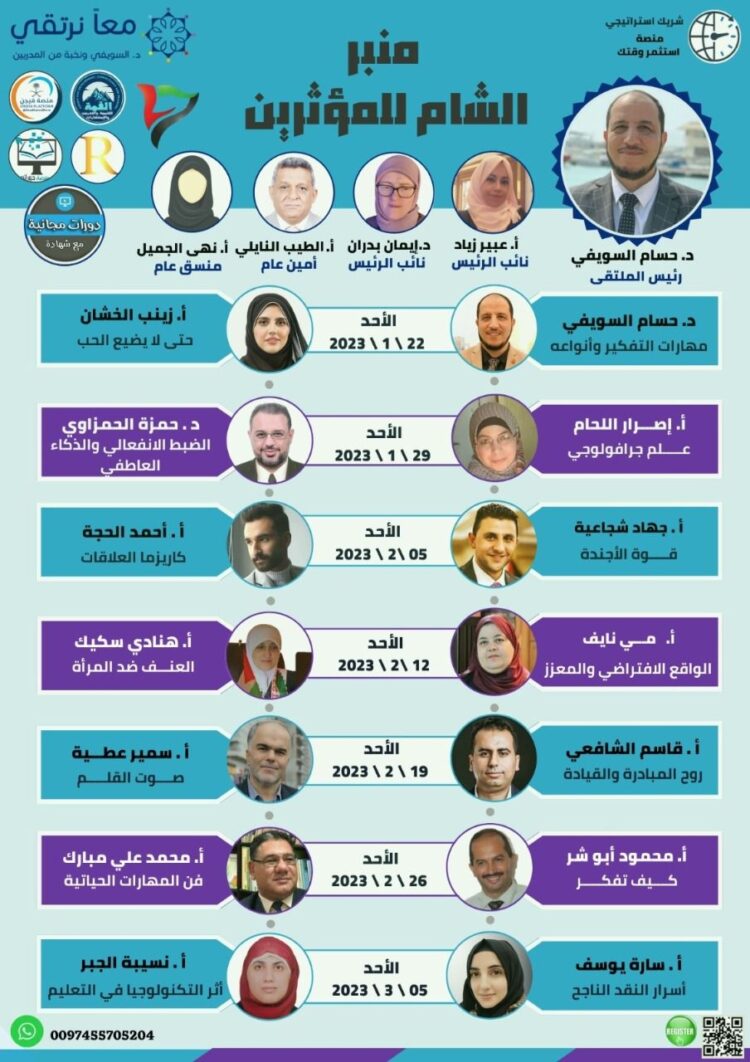 منبر الشام للمؤثرين مع رموز التدريب من بلاد الشام اليوم الأحد مساء