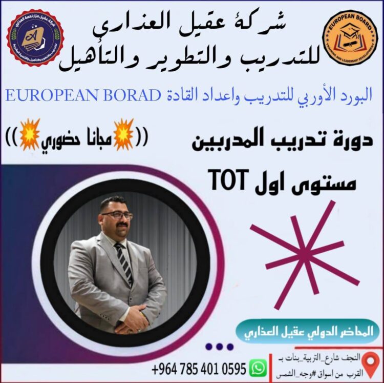 شركة عقيل العذاري للتدريب: دورة تدريب المدربين – 3 مستويات