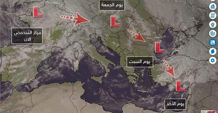 مُنخفض جوي الى بلاد الشام في الساعات القادمة …… والتفاصيل !