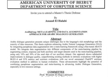 مناقشة رسالة ماجستير لأسعد هاني الحلبي الثلاثاء 23 الحالي