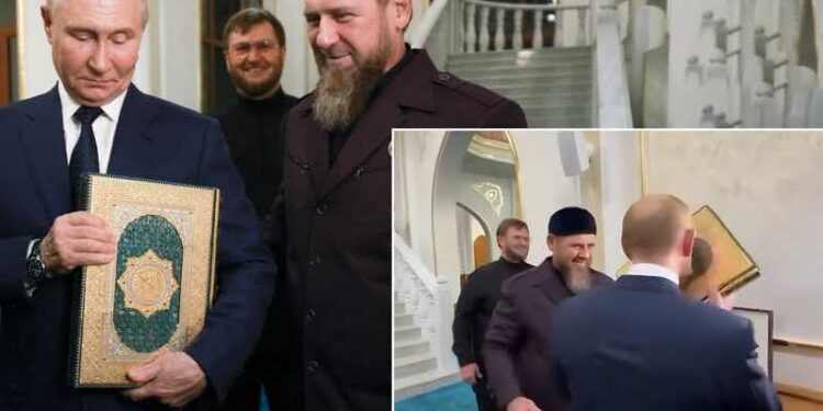 بوتين يُقبل القرآن بالشيشان…..
