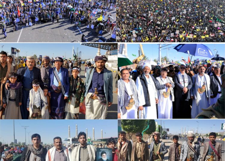 حشود مليونية بالعاصمة صنعاء تؤكد الوفاء لشهيد المسلمين والوقوف إلى جانب غزة ولبنان حتى النصر