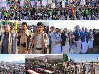 خروج يمني مليوني بالعاصمة صنعاء في مسيرة “مع غزة ولبنان.. على درب الشهداء حتى النصر”