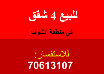 للبيع: 4 شقق في الشوف